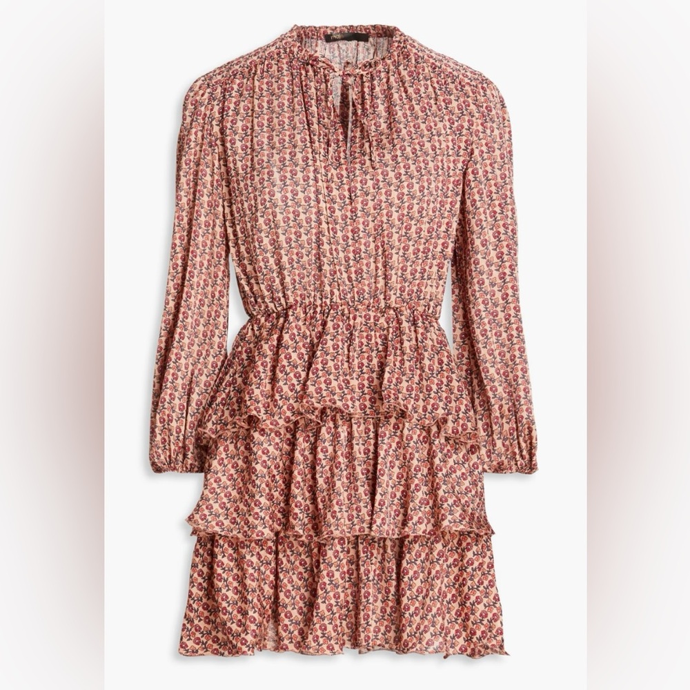 Maje tiered ruffle floral dress size s